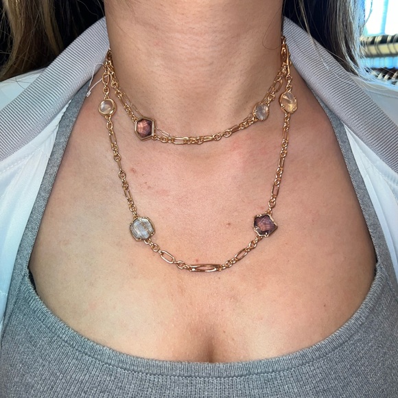 Kendra Scott Natalia Long Station Necklace - Rose Gold/Peach - Picture 1 of 9